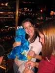 Posing w/ her cookie monster
