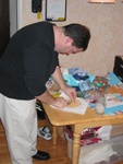 Brian prepares a quesedilla for Vicki ;)